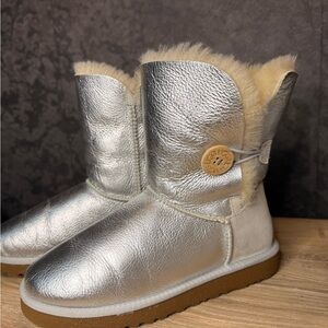 UGG Metallic Silver Shearling Boots